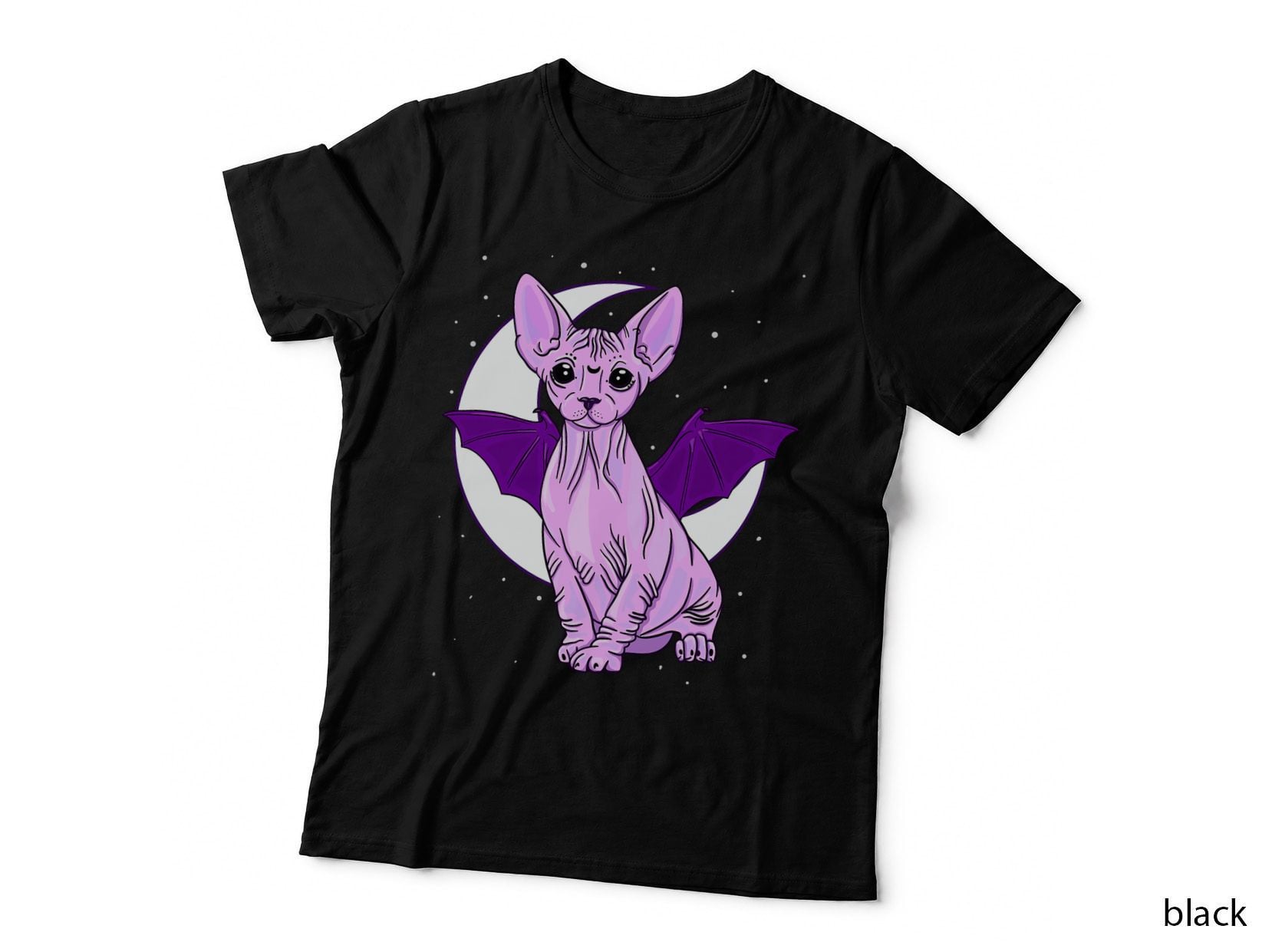 Sphynx Cat Bat Cute Pastel Goth Creepy Gothic Witchy Kitten T-Shirt