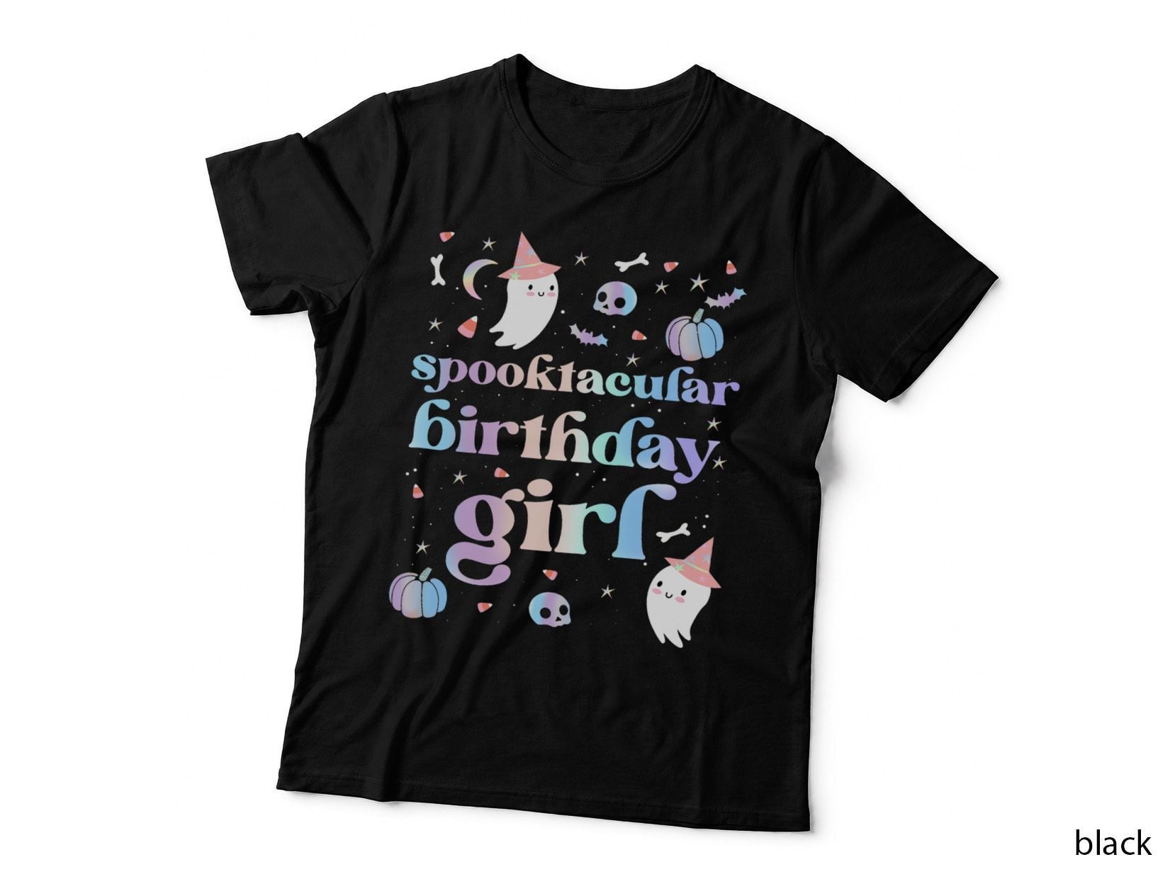 Spooktacular Birthday Girl Cute Ghost Halloween Party Retro T-Shirt
