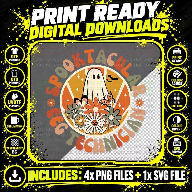 Spooktacular EEG Technician, EEG Tech, Halloween Png SVG Digital Bundle