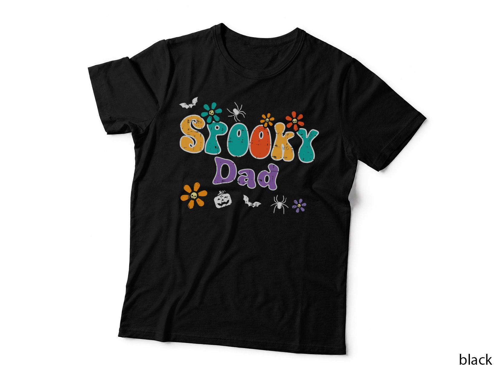 Spooky Dad Retro Vintage Groovy Matching Halloween Family T-Shirt