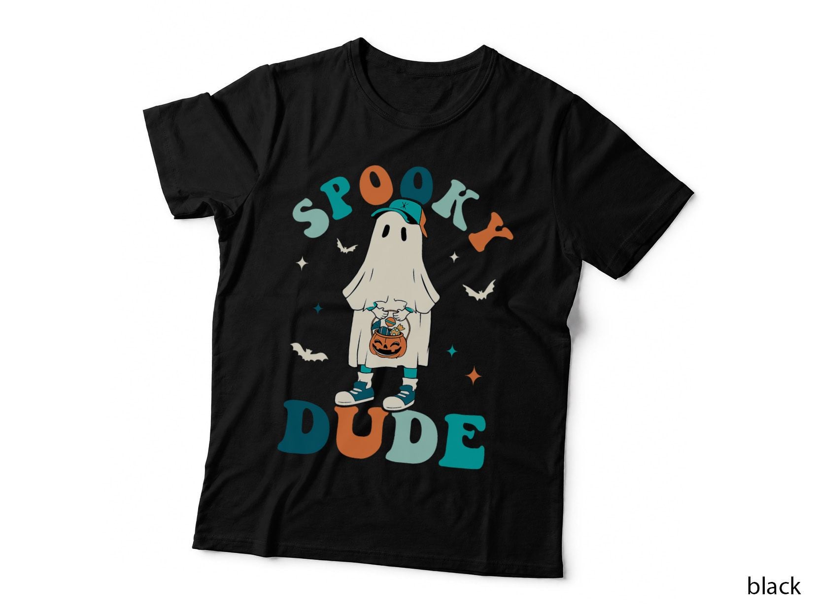 Spooky Dude Retro Halloween Trick or Treat Ghost Boy Girl T-Shirt