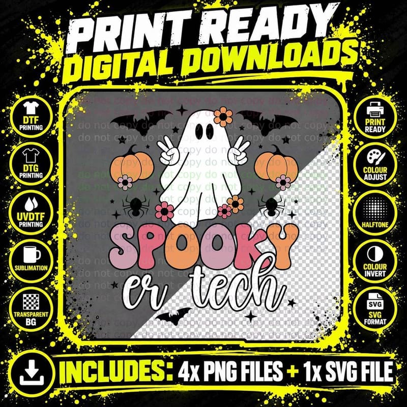 Spooky ER Tech Halloween Emergency Room Tech ER Png SVG Digital Bundle