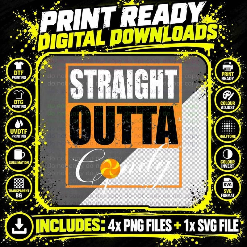 Straight Outta Candy Funny Vintage Halloween Costume Png SVG Digital Bundle