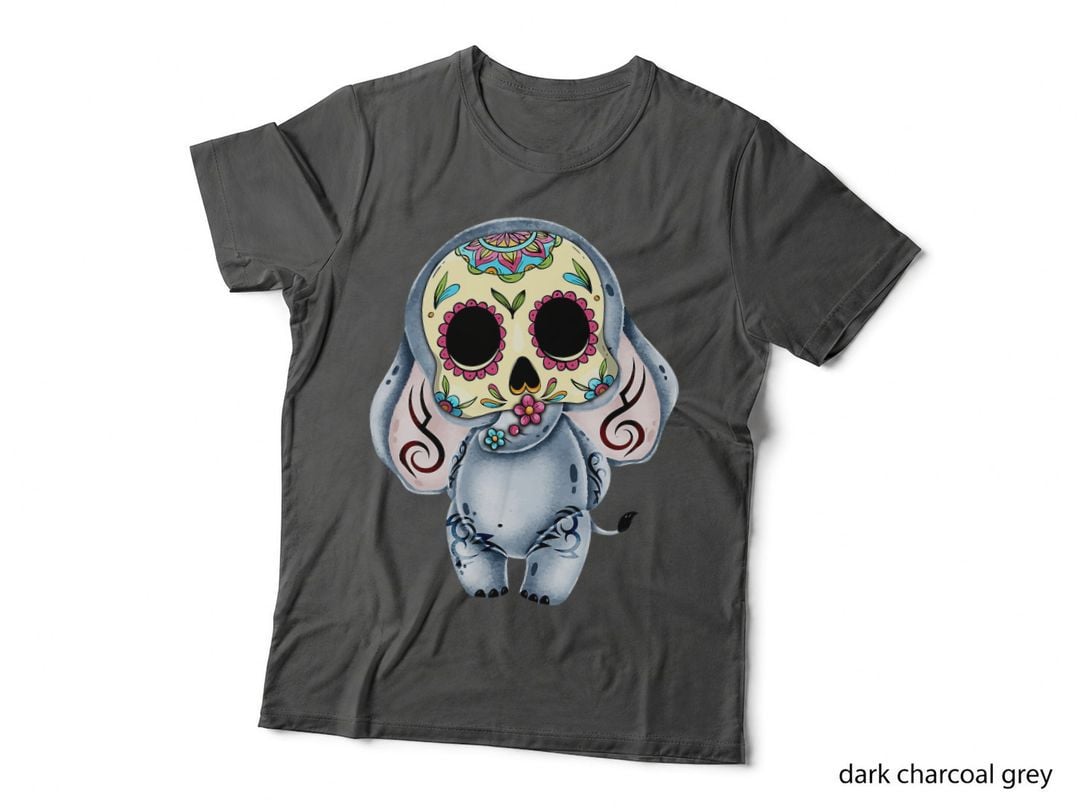 Sugar Elephant Skull Day of the Dead Halloween Funny Gift T-Shirt