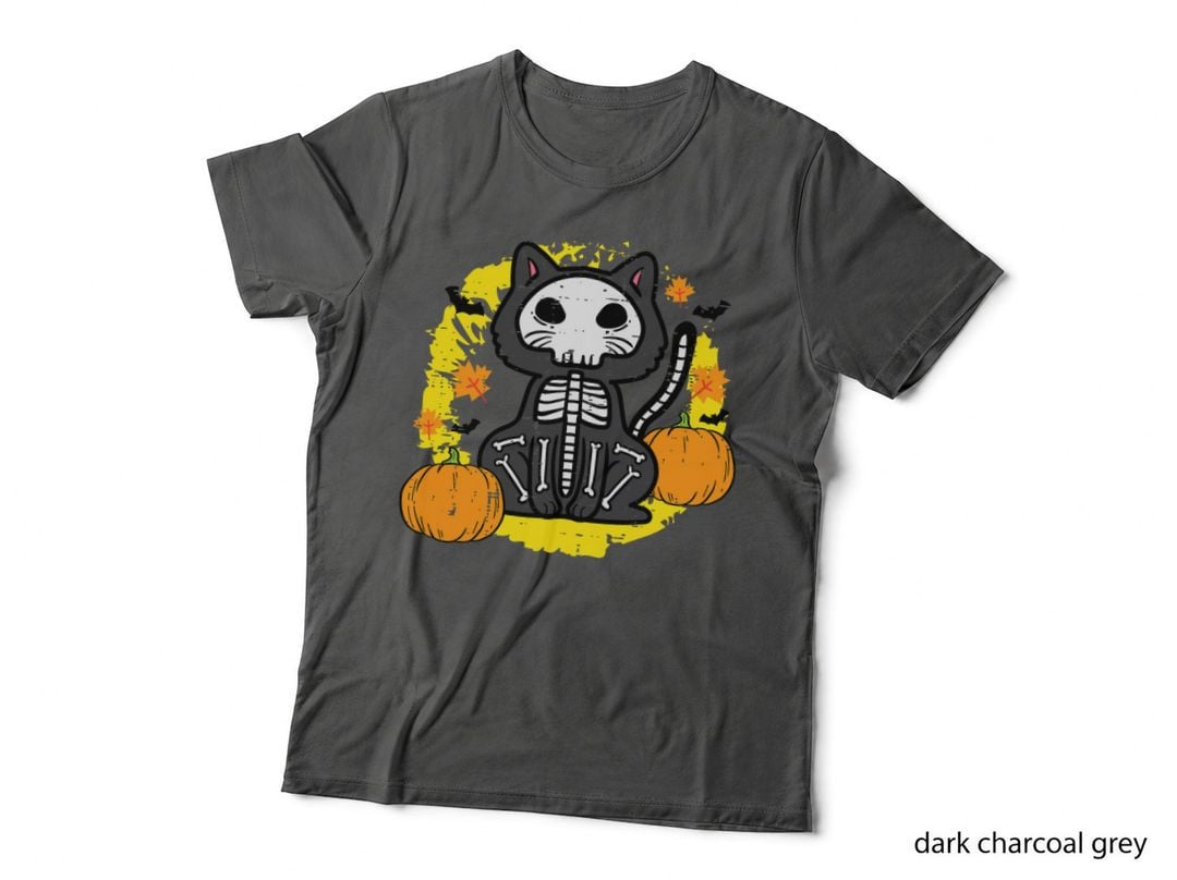 Sugar Skull Black Cat Pumpkin Retro Halloween Women Girls T-Shirt