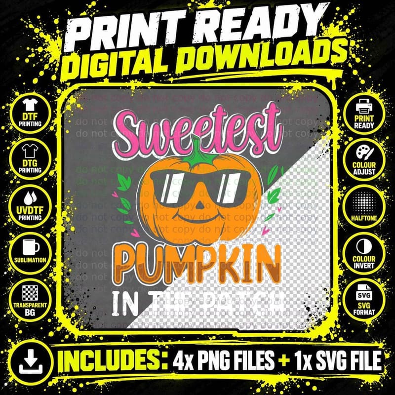 Sweetest Pumpkin in the Patch Halloween Kids Boys Girls Png SVG Digital Bundle
