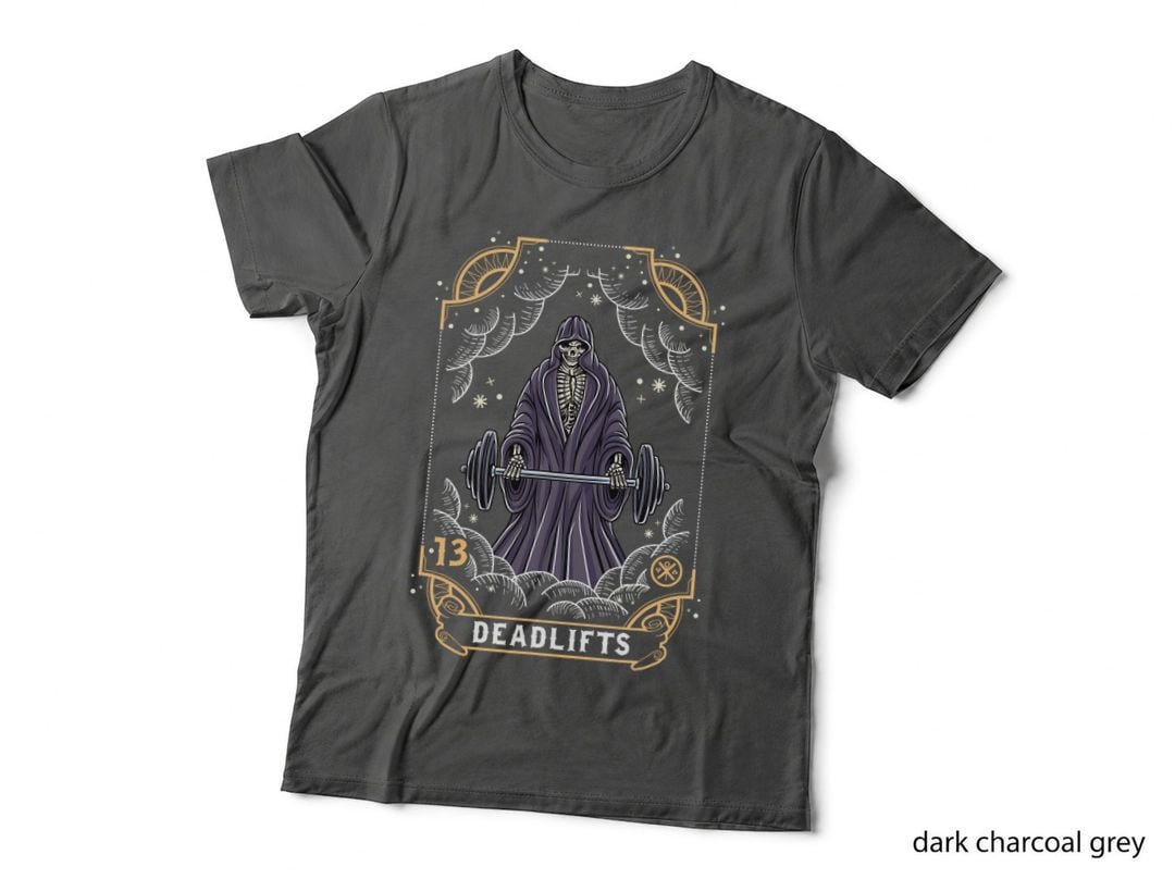 Tarot Card Deadlifts Skeleton Scary Fitness Fan Powerlifting T-Shirt