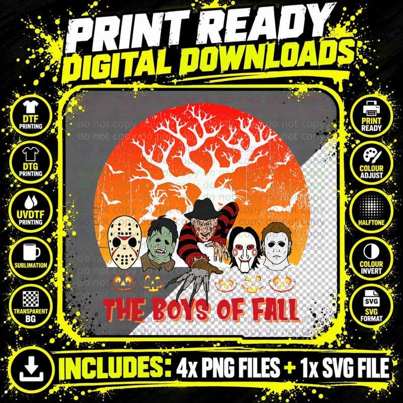The Boys of Fall Vintage Scary Horror Movie Halloween Png SVG Digital Bundle