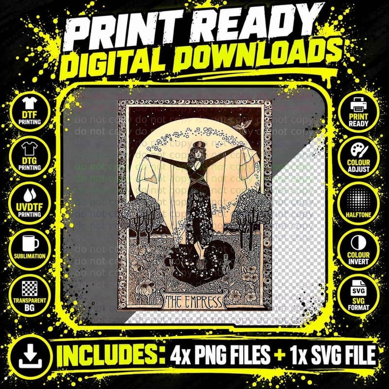 The Empress Tarot Halloween Vampire Gothic Horror Witch Png SVG Digital Bundle