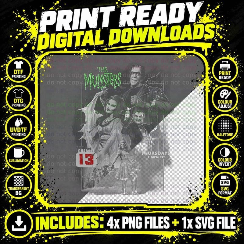 The Munsters Family T-Shirt, Gothic Horror Apparel Png SVG Digital Bundle