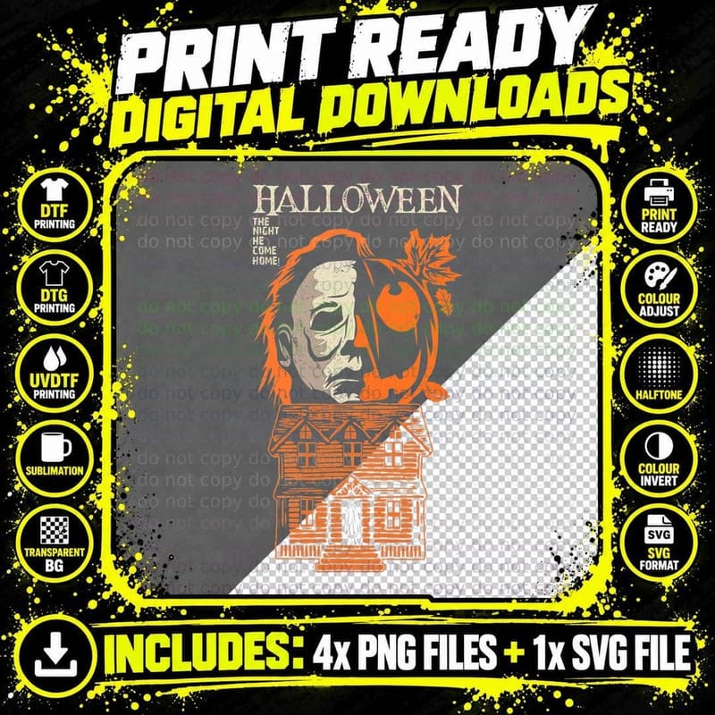 The Night He Came Home Lazy Halloween Costume Horror Png SVG Digital Bundle