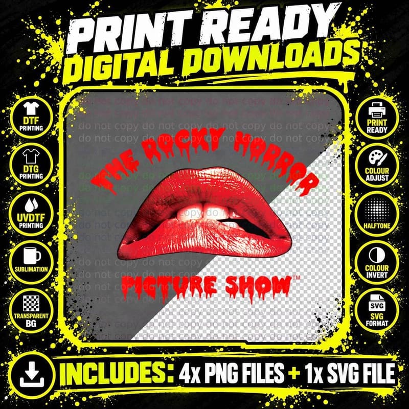 The Rocky Horror Picture Show Lips, Funny T-Shirt Png SVG Digital Bundle