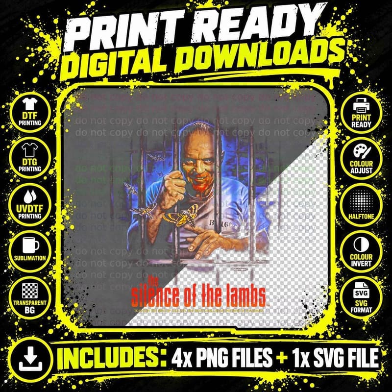 The Silence of the Lambs T-Shirt, Horror Movie Fan Tee Png SVG Digital Bundle