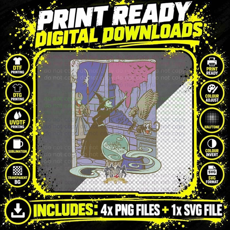 The Wizard of Oz Wicked Witch Vintage Illustration Png SVG Digital Bundle