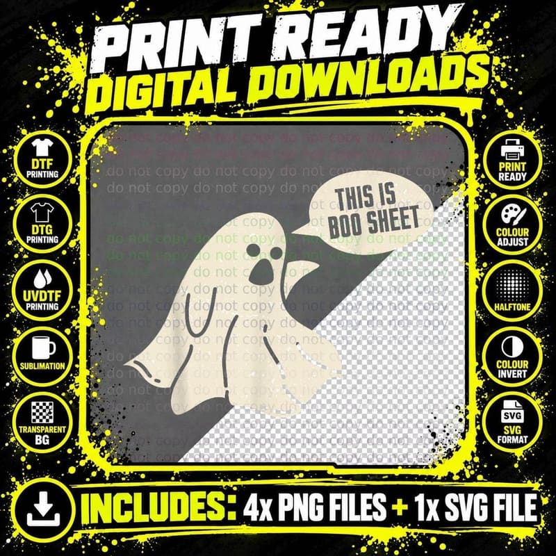 This Is Boo Sheet Ghost Scary Cute Halloween T-Shirt Png SVG Digital Bundle