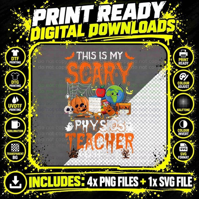 This Is My Scary Physics Teacher Costume Halloween Png SVG Digital Bundle