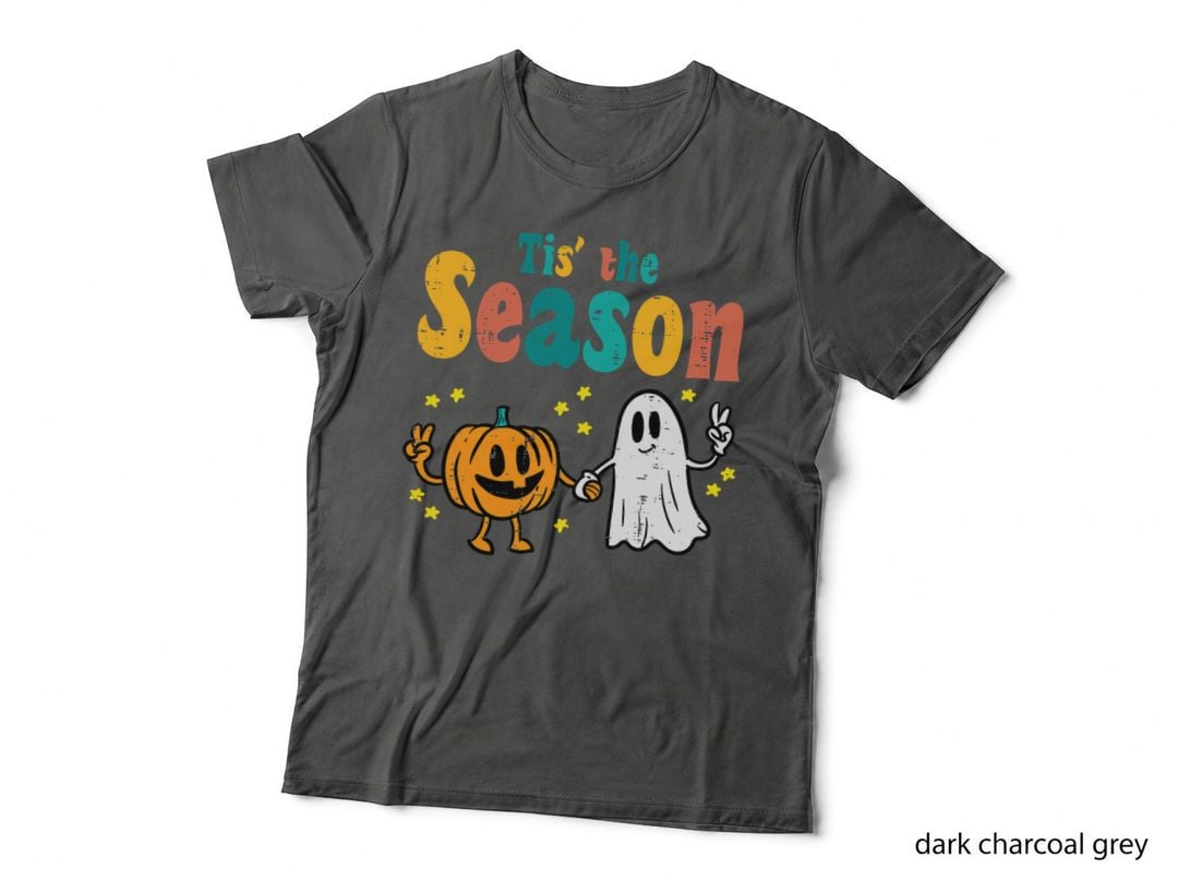 Tis the Season Pumpkin Ghost Retro Groovy Vintage Halloween T-Shirt