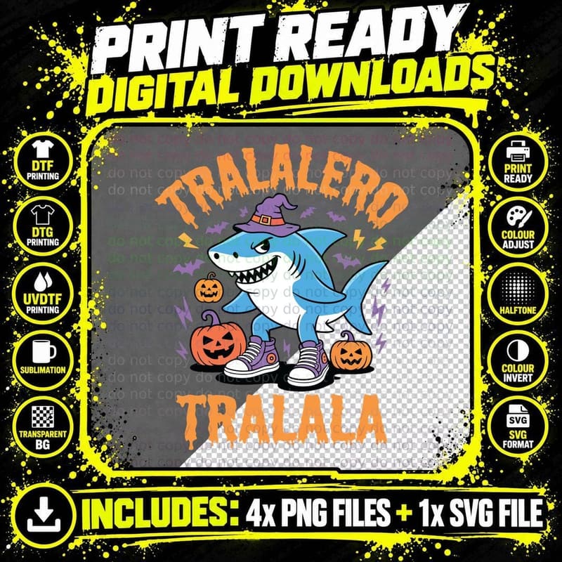 Tralalero Tralala Italian Brainrot Halloween T-Shirt Png SVG Digital Bundle