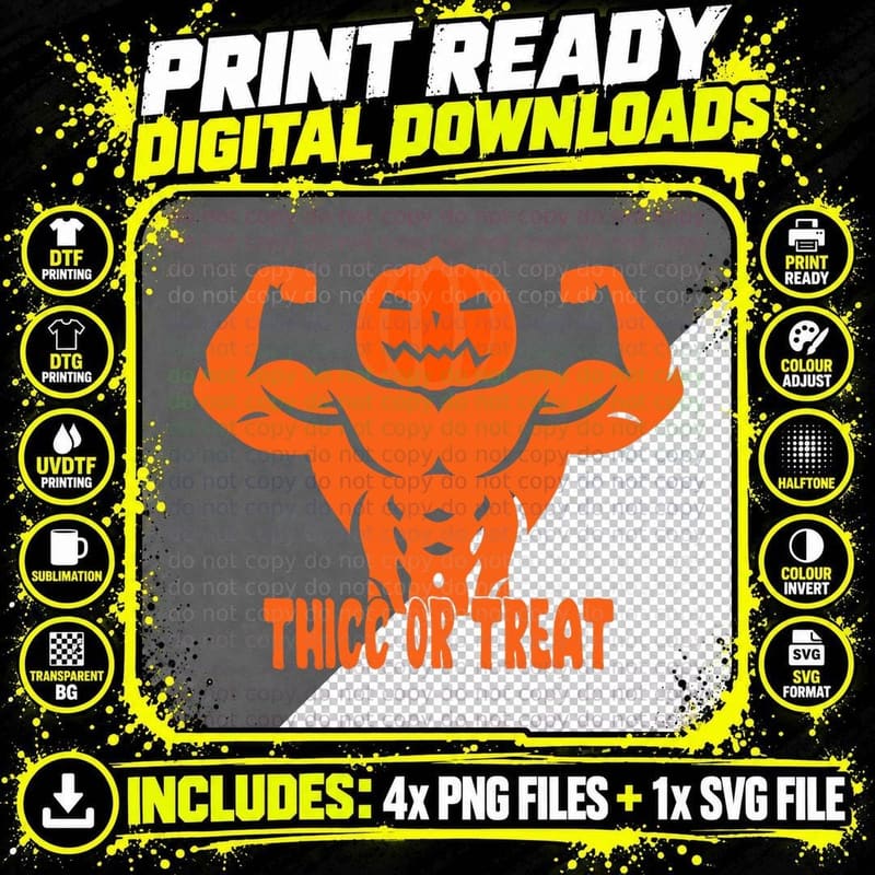 Trick or Treat Pumpkin Halloween Costume Workout Gym Png SVG Digital Bundle