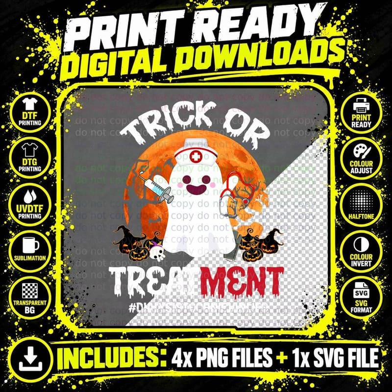 Trick or Treatment Ghost Dialysis Technician Life Png SVG Digital Bundle