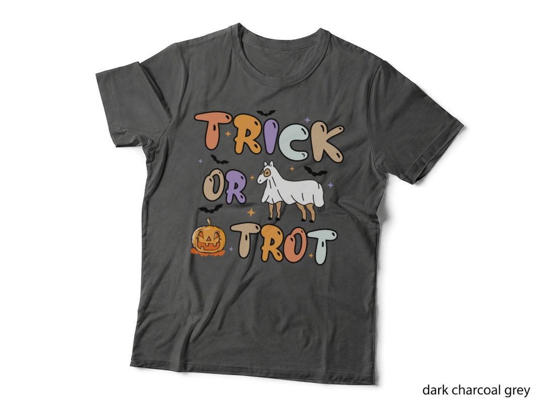 Trick or Trot Halloween Pumpkin and Cute Ghost Horse T-Shirt