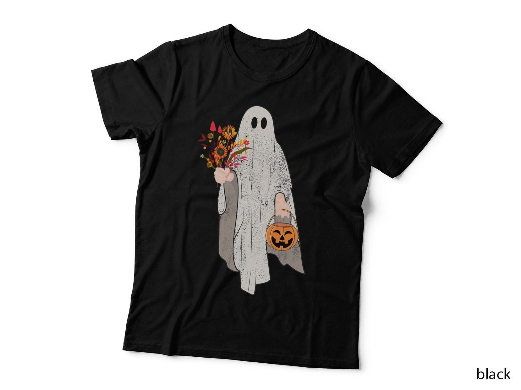 Vintage Floral Ghost Pumpkin Halloween Costume Men Women T-Shirt