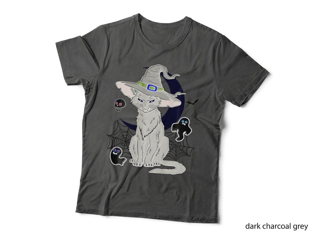 Vintage Halloween Black Cat Witch T-Shirt