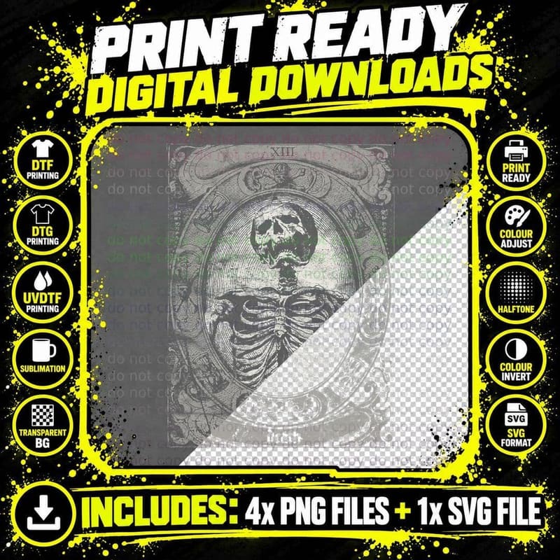 Vintage Occult the Death Tarot Card Satan Horror Grunge Png SVG Digital Bundle