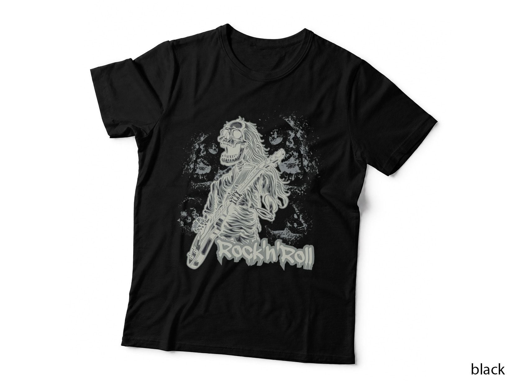 Vintage Retro 80s Music Guitar Skeleton Rock & Roll T-Shirt