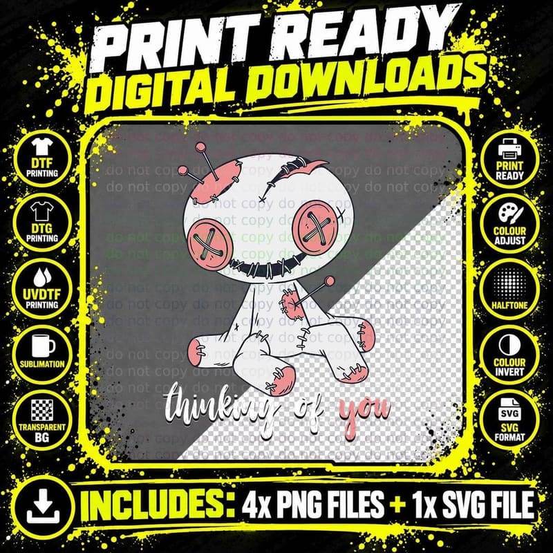 Voodoo Doll Thinking of You Voodoo Lover Pastel Goth Png SVG Digital Bundle