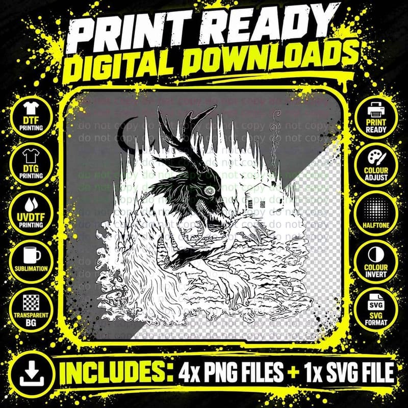Wendigo - the Cryptid Cannibal Spirit of the Horror Png SVG Digital Bundle