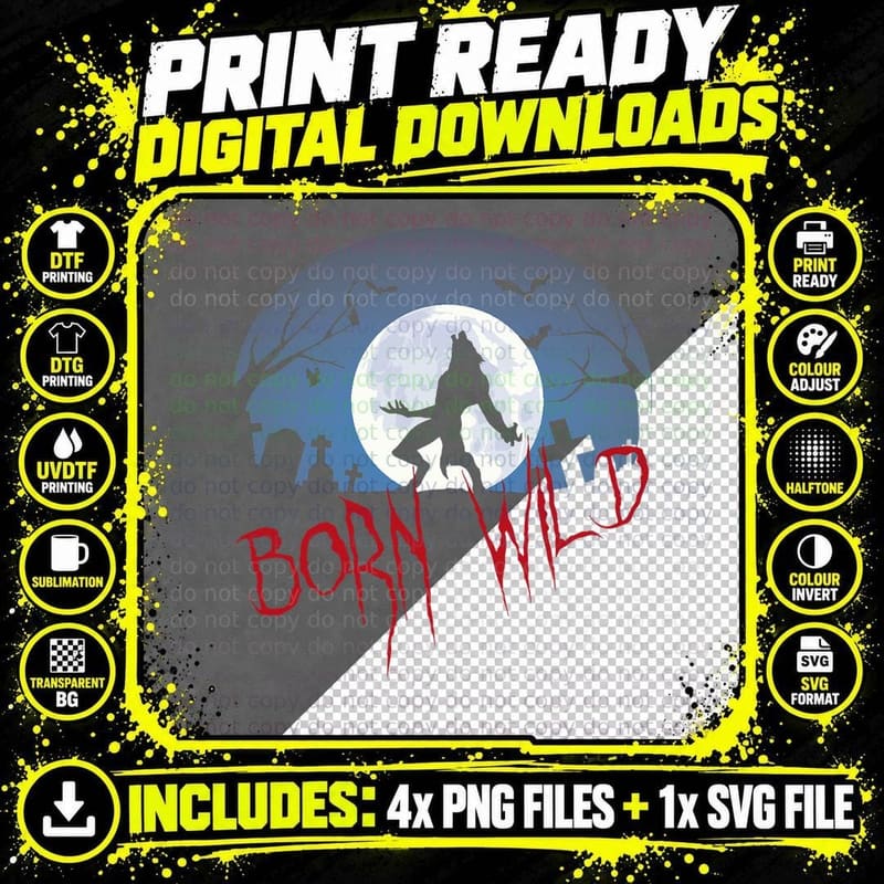 Werewolf Lycanthrope Society Member Full Moon Horror Png SVG Digital Bundle