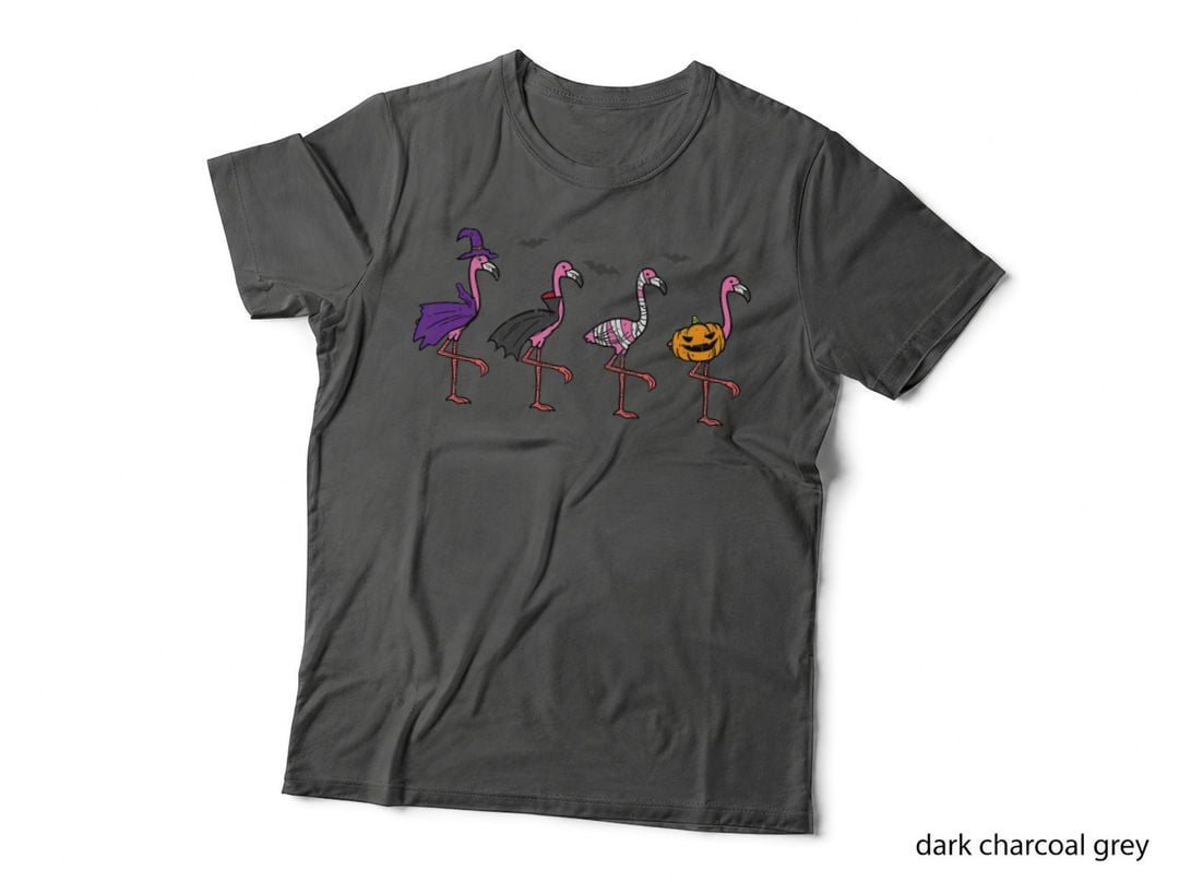 Witch Vampire Pumpkin Flamingo Bird Halloween Costume Women T-Shirt
