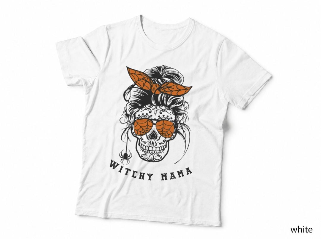 Witchy Mama Halloween Skull Witch Mom Tee Halloween Costume T-Shirt