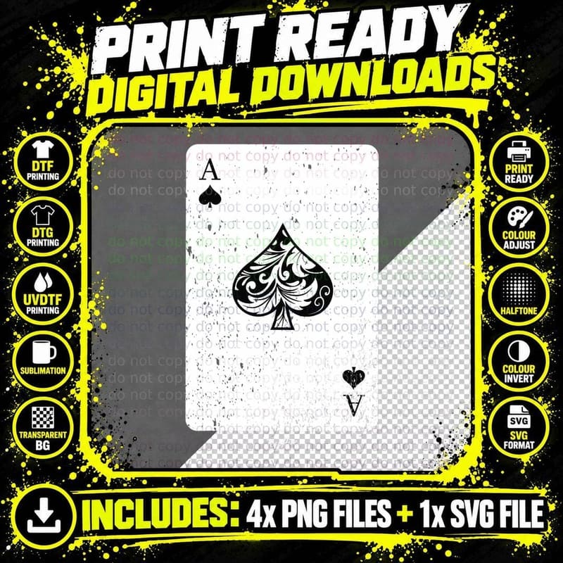 Ace of Spades Halloween Costume Deck Card Poker Player Png SVG Digital Bundle