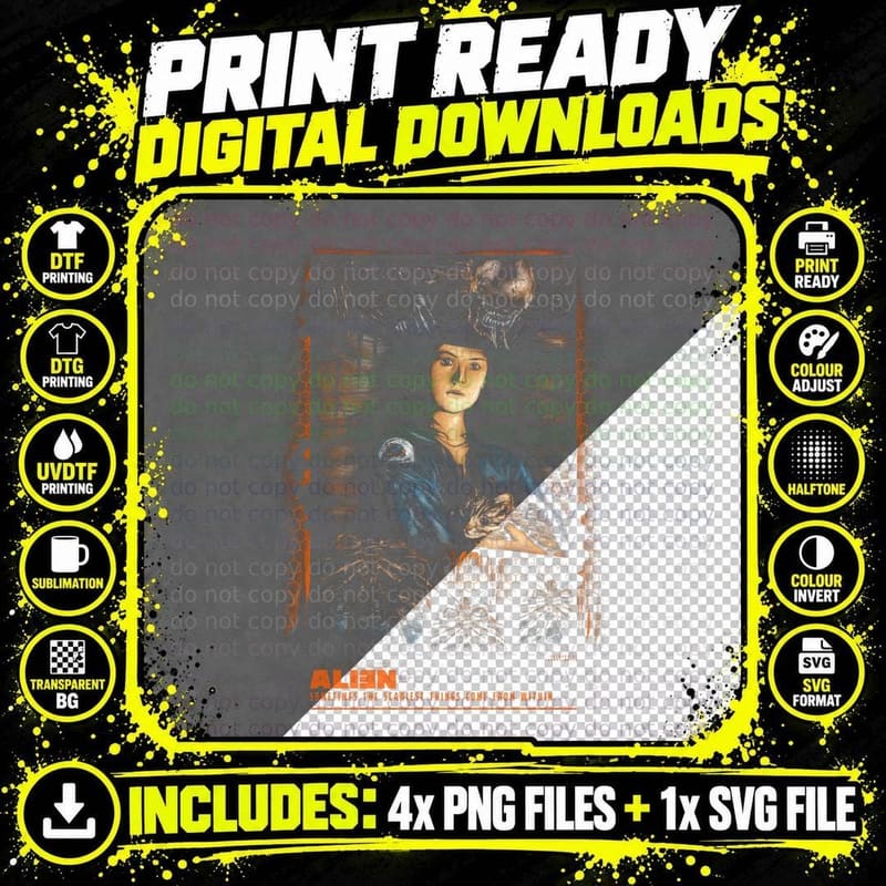 Alien Horror Movie Fan T-Shirt, Scariest Things Within Png SVG Digital Bundle