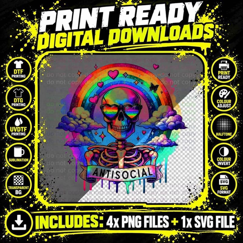 Anti Social Club Shirt, Skeleton Anti Club Shirts Png SVG Digital Bundle