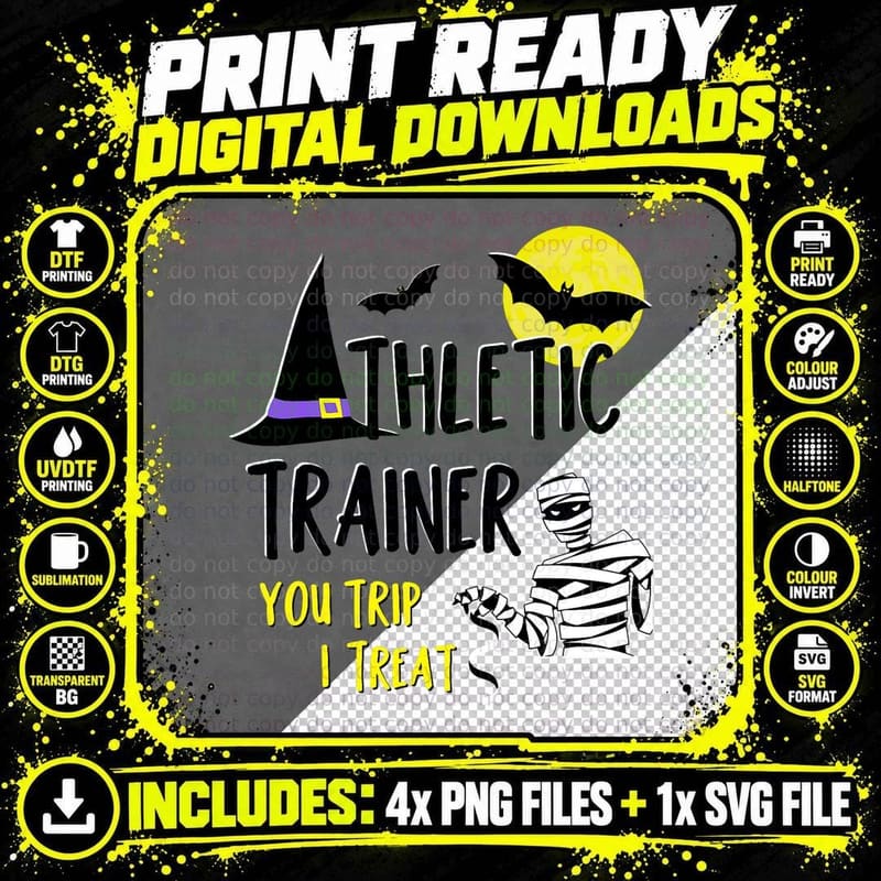 Athletic Trainer Halloween AT Athletic Training Cool Png SVG Digital Bundle