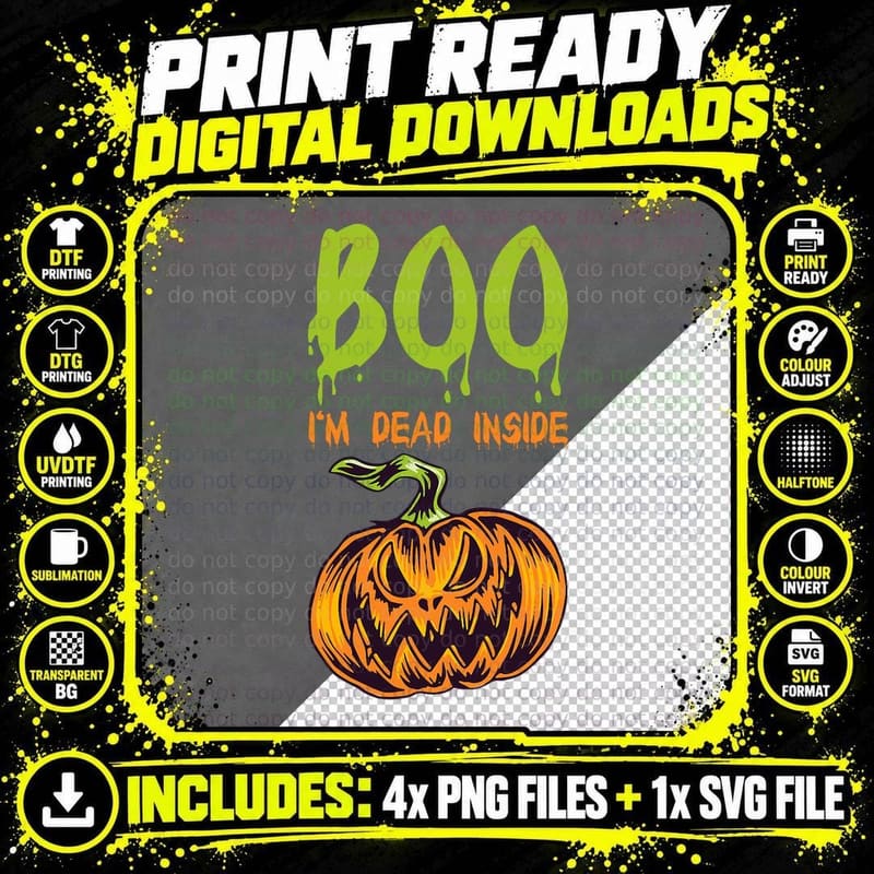BOO I'm DEAD Inside - Cynical Anti Halloween T-Shirt Png SVG Digital Bundle