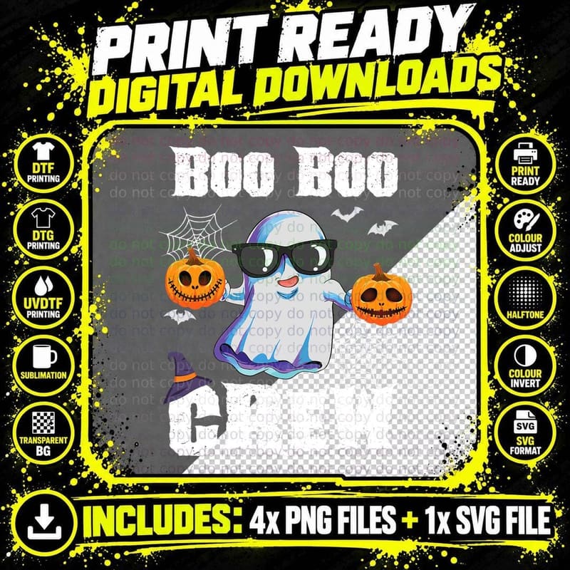 Boo Boo Crew Ghost Nurse Retro Halloween Custome Nursing Png SVG Digital Bundle