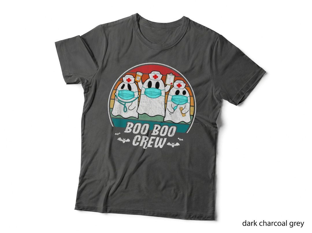 Boo Boo Crew Nurse Ghost Funny Halloween Costume Vintage T-Shirt