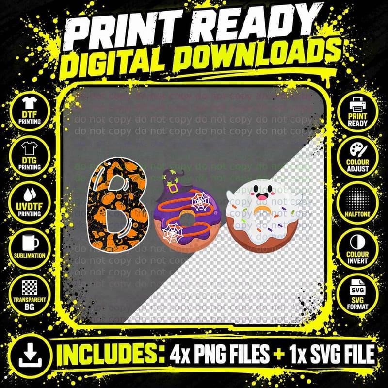 Boo Donuts Ghost Funny Halloween Donut Lovers Costume Png SVG Digital Bundle
