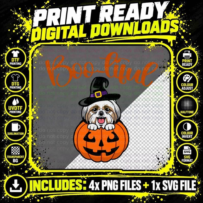 Boo-Tiful, Halloween Dog and Pumpkin Png SVG Digital Bundle