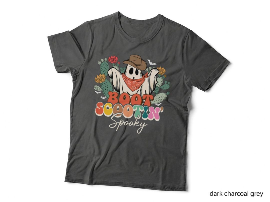 Boot Scootin' Spooky, Country Cactus Ghost Boo Haw Halloween T-Shirt