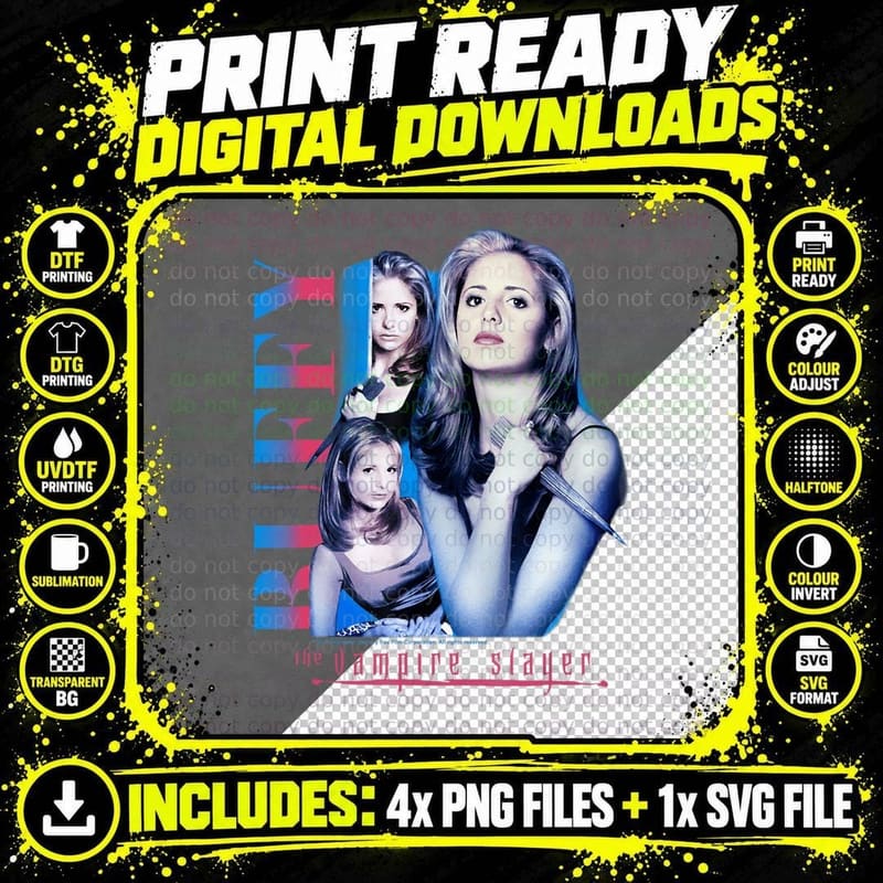 Buffy the Vampire Slayer Buffy Essential T-Shirt Png SVG Digital Bundle