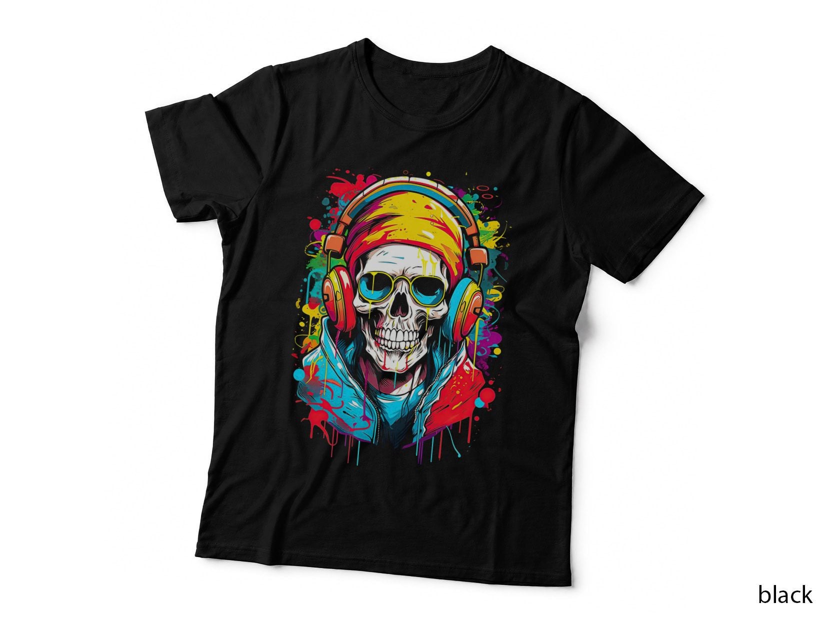 Calavera Audifonos T-Shirt, Sugar Skull Print, Halloween Costume