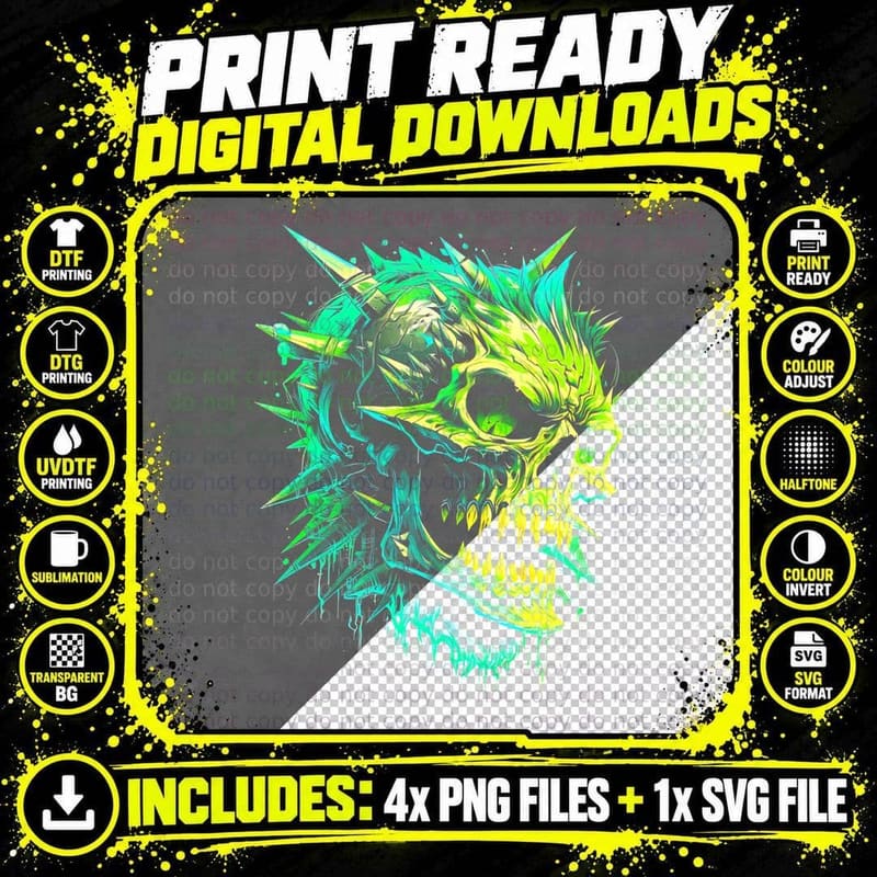 Calavera Verde T-Shirt, Halloween Costume Png SVG Digital Bundle