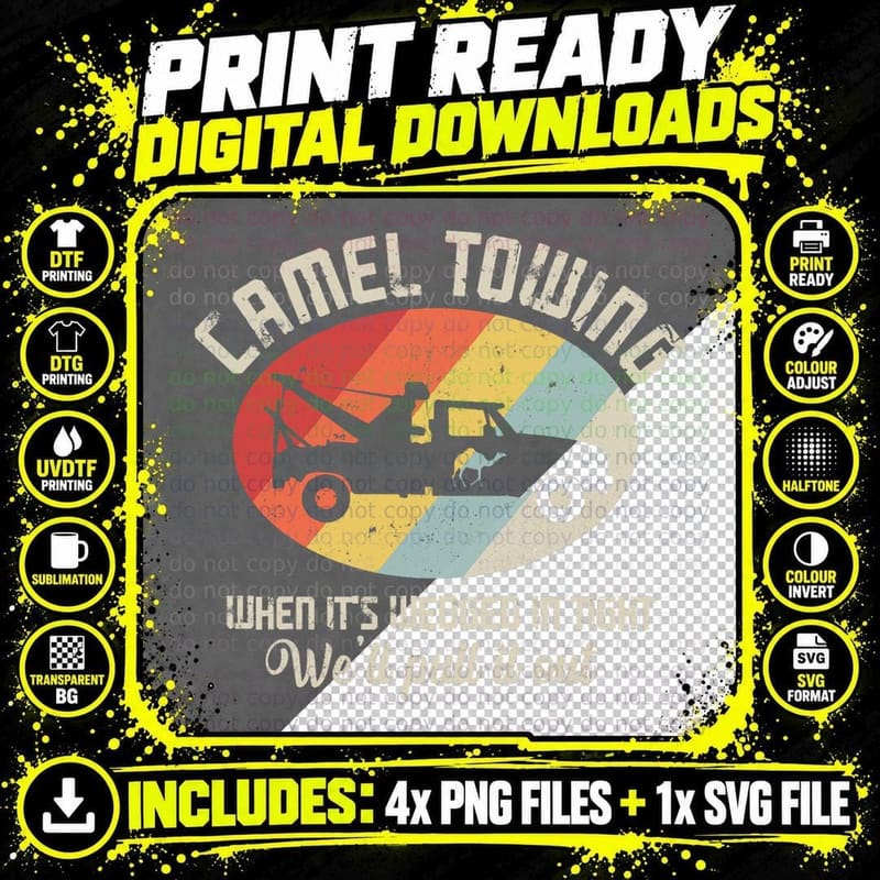 Camel Towing Halloween Retro T-Shirt Png SVG Digital Bundle