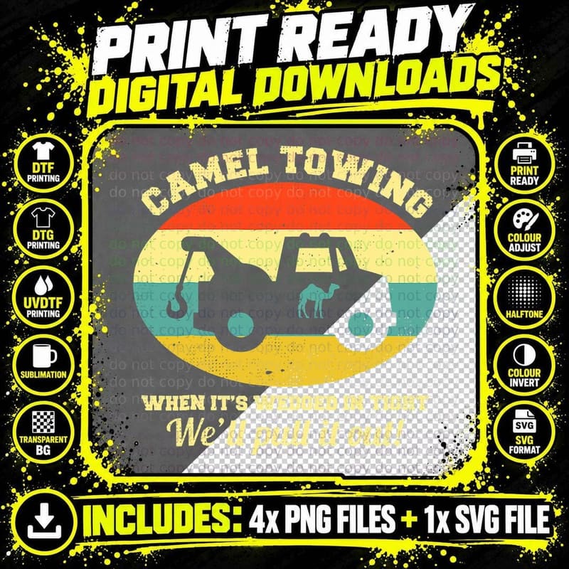 Camel Towing Retro Adult Humor Saying Funny Halloween Png SVG Digital Bundle