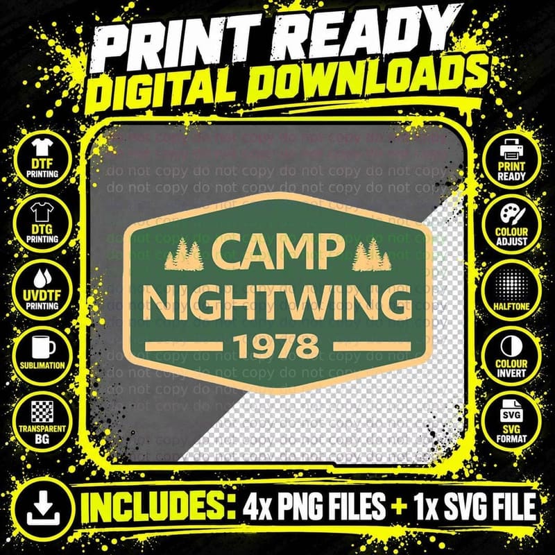 Camp Nightwing, Scary Horror, Halloween Costume T-Shirt Png SVG Digital Bundle